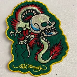 Ed Hardy Dragon Logo Iron on Patch Applique Embroidered Sewing (Large )